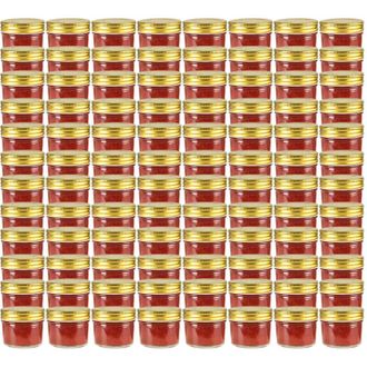 vidaXL Tarros De Mermelada De Vidrio Tapa Dorada 96 Uds 110 Ml Vidaxl