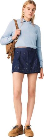 Maje Jewel-button back sweater in Blue Sky at Nordstrom, Size X-Small