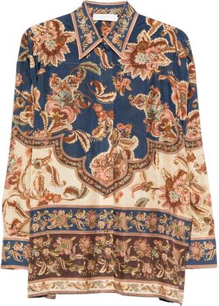 Zimmermann Aster Floral-print Silk Shirt