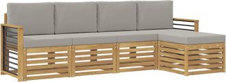 vidaXL Conjunto De Sof&aacute;s De Exterior 5 Uds. Blanco Y Gris Claro Vidaxl