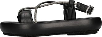 Patrizia Bonfanti Schoenen, Dames, Zwart, 38 EU, Leer, Basu Strass Dreamer Sandalen