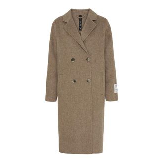 Notyz Notyz - Lange Jas van Alpacawol - Dames - Mantels - Bruin - Maat: M Wol