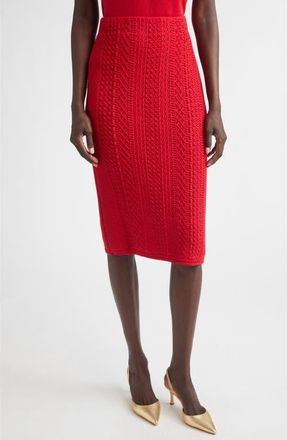 St. John Cotton Blend Mixed Stitch Sweater Skirt in Scarlet at Nordstrom, Size Medium