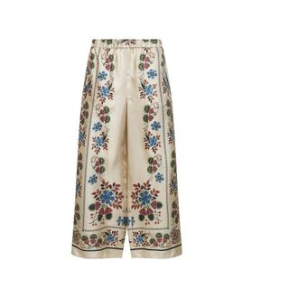 Max Mara Wide Trousers, female, Multicolor, Size: XL Printed Silk Twill Trousers