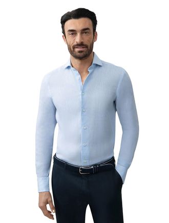 Cavallaro overhemd Cavallaro Firento lichtblauw linnen slim fit