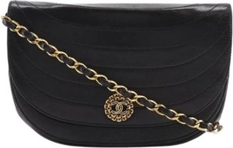 Chanel Pre-owned Vintage Leren Schoudertas - Dames - Vintage Schoudertas - Zwart - ONE Size - Leer - Vintage
