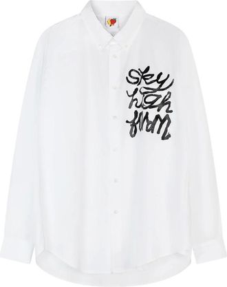 Sky High Farm SKY High Farm, Overhemden, Dames, Wit, M, Katoen, Witte Katoenen Knoopsluiting Shirt