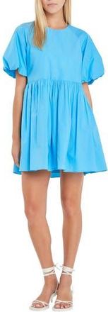 English Factory Balloon Sleeve Minidress in Ocean Blue at Nordstrom Rack, Size X-Small