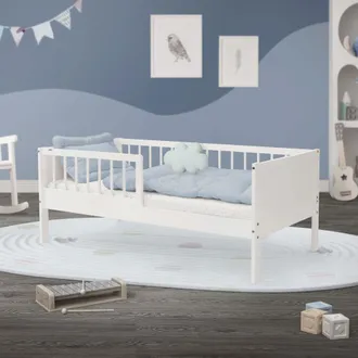 ML Design Ml-design Letto Per Bambini E Bambine 70 X 140 Cm In Legno Di Pino Massiccio Bianco Con Rete A Doghe E Protezione Anticaduta Giroletto Lettino Singolo