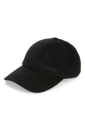 Saint Laurent Signature Vintage Cashmere Baseball Cap in Black at Nordstrom, Size 59