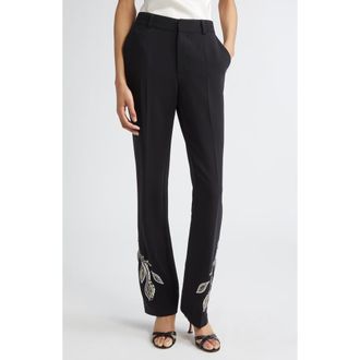 Cinq &agrave; Sept Kerry Bead Leaf Detail Pants in Black at Nordstrom Rack, Size 6