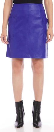 Karen Kane Riley Vegan Leather Pocket Skirt In Royal Blue