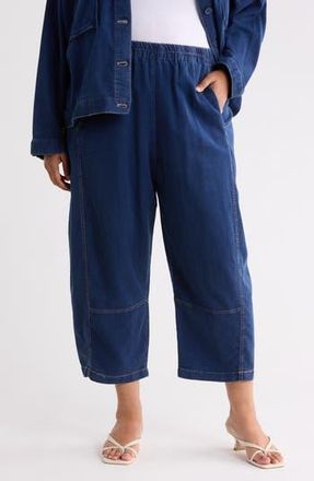 Max Studio Piqu&eacute; Barrel Leg Ankle Pants in Dark Wash Indigo at Nordstrom Rack, Size 2X