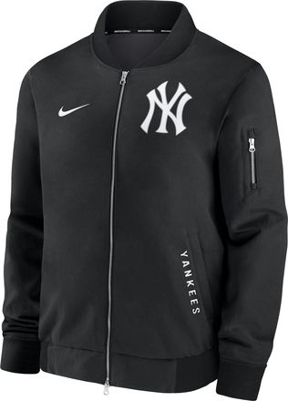 Nike New York Yankees Authentic Collection Dugout Nike Mens MLB Full-Zip Bomber Jacket in Black | 02F3902ZNK-TZ7