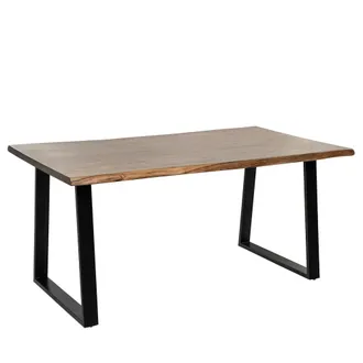Koketto Home Mesa 160 tapa de madera y patas de metal negro