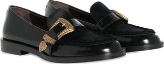 Roberto Festa Milano Lira pony skin detail triptych loafers - Black