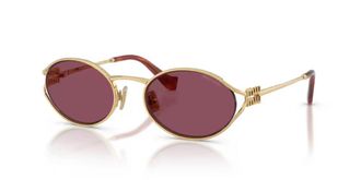 Miu Miu Eyewear MU52YS Oval Frame Sunglasses - Gold
