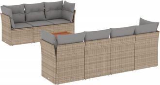 vidaXL Set De Sof&aacute;s De Jard&iacute;n Y Cojines 8 Pzas Rat&aacute;n Pe Beige Mezcla Vidaxl
