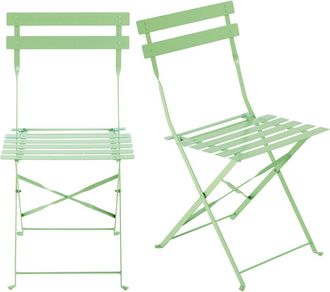 Maisons du monde Set de 2 sillas de exterior plegables: el encanto parisino en metal verde agua