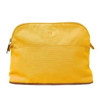 Herm&egrave;s Yellow Cotton Canvas Pouch (Pre-Owned)