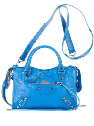 Balenciaga Borsa tote in pelle con borchie - Blu