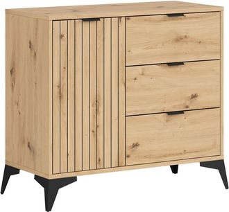 Petits Meubles Aparador 1 puerta 3 cajones estratificado marrón