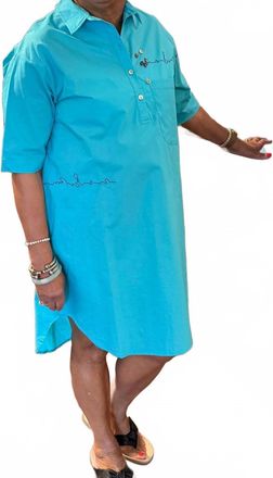 Terre Alte Midi Shirt Dress In Turquoise
