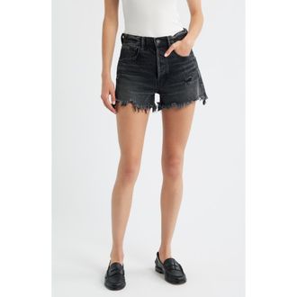 Moussy Vintage Harrington Ripped Denim Cutoff Shorts in Black at Nordstrom Rack, Size 29