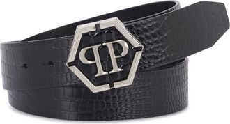 Philipp Plein Leather Belt Cocco Men in Black at Nordstrom, Size 110