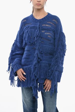 Stella McCartney Maglia Girocollo in Misto Alpaca con Frange Stella McCartney