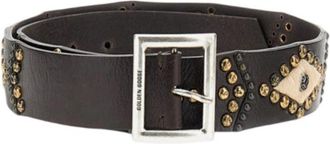 Golden Goose Dark Brown Studded Buckle Belt