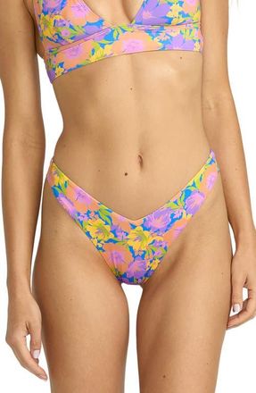 Billabong Beat the Heat V-Cut Hike Bikini Bottoms in Blue Multi at Nordstrom, Size X-Small