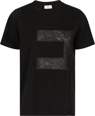 Elisabetta Franchi Geribbelde Crew-neck T-shirt - Dames - T-shirts - Zwart - XS - Tops