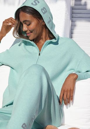 Elbsand Strickjacke ELBSAND, Damen, Gr. 32/34, blau (t&uuml;rkis), Feinstrick, Obermaterial: 50% Viskose, 28% Polyester, 22% Nylon, meliert, unifarben, bequem h&uuml;ft