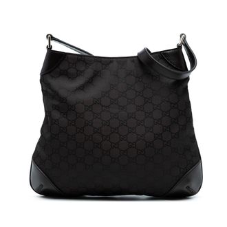 Gucci Pre-owned Womens Gg Nylon Hobo Bag - Black Textile - One Size