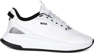 HUGO BOSS Sneakers, male, White, 11 UK, Evo Runn Textile Trainers White Black Men