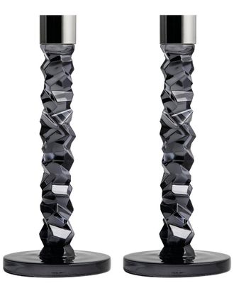 Orrefors Set Of 2 Medium Carat Candlesticks