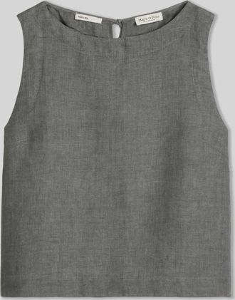 Marc O'Polo Regular Fit Blusentop aus reinem Leinen in Mittelgrau Melange, Gr&ouml;&szlig;e 40