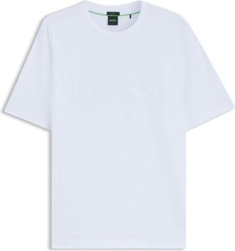 BOSS Tonal flocked-logo T-shirt in stretch cotton