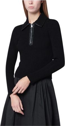 SIMKHAI Tops, Dames, Zwart, M, Polyester, Ren Zipper Top