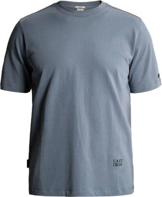 Cast Iron T-shirt met korte mouwen en ronde hals - Heren - Tops - Blauw - Maat: L Katoen