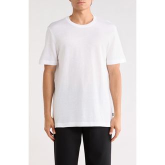 BOSS Thompson Cotton & Linen Blend Knit T-Shirt in White at Nordstrom Rack, Size X-Large
