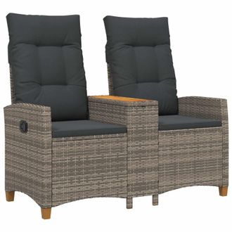vidaXL Banco Reclinable Con Mesa Gris Y Gris Oscuro 126 X 65 X 112 Cm Vidaxl