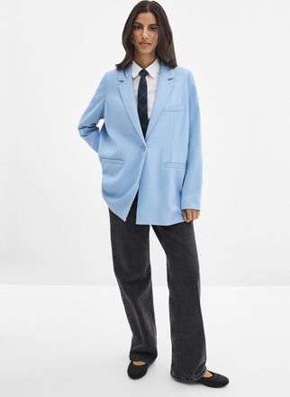 Icone Womens Oversized single-button piqu&eacute; Blazer Jacket