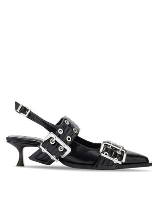 Ganni Feminine Buckle Kitten Heel Box Oleatex