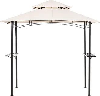 Beliani Beliani - Cenador De Metal Beige Negro 240 Cm Pabell&oacute;n De Jard&iacute;n Gazebo Toldo Ganchos Naro