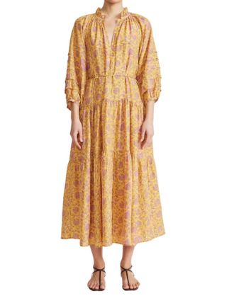 Apiece Apart Trinidad Maxi Dress In Sunfaded Floral Yellow