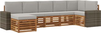 vidaXL Conjunto De Sof&aacute;s De Exterior 7 Uds. Natural Y Gris Claro Vidaxl
