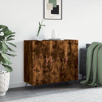 vidaXL Aparador De Madera De Ingenier&iacute;a Roble Ahumado 90x34x80 Cm Vidaxl
