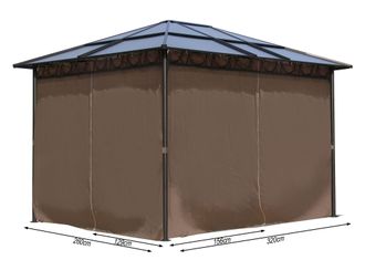 Quick-Star Quick-star - 4 Seitenteile F&uuml;r Hardtop Pavillon 3x3,6m Seitenwandset Sichtschutz Vorh&auml;nge